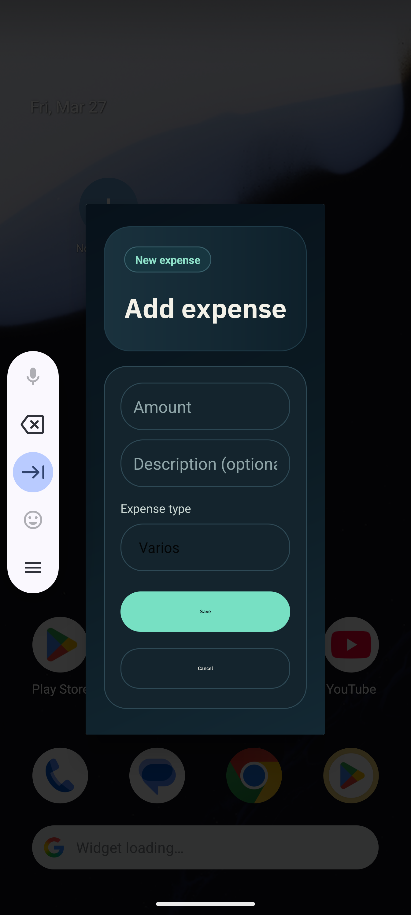 Widget de Smart Expenses en Android